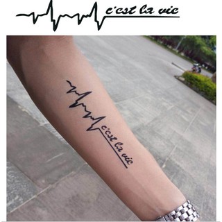 [tatoo] Tấm dán xăm tatoo Nam Nữ độc đáo Nhịp tim C'Est lavie Meo 1 tấm gồm 3 hình  non day dai
