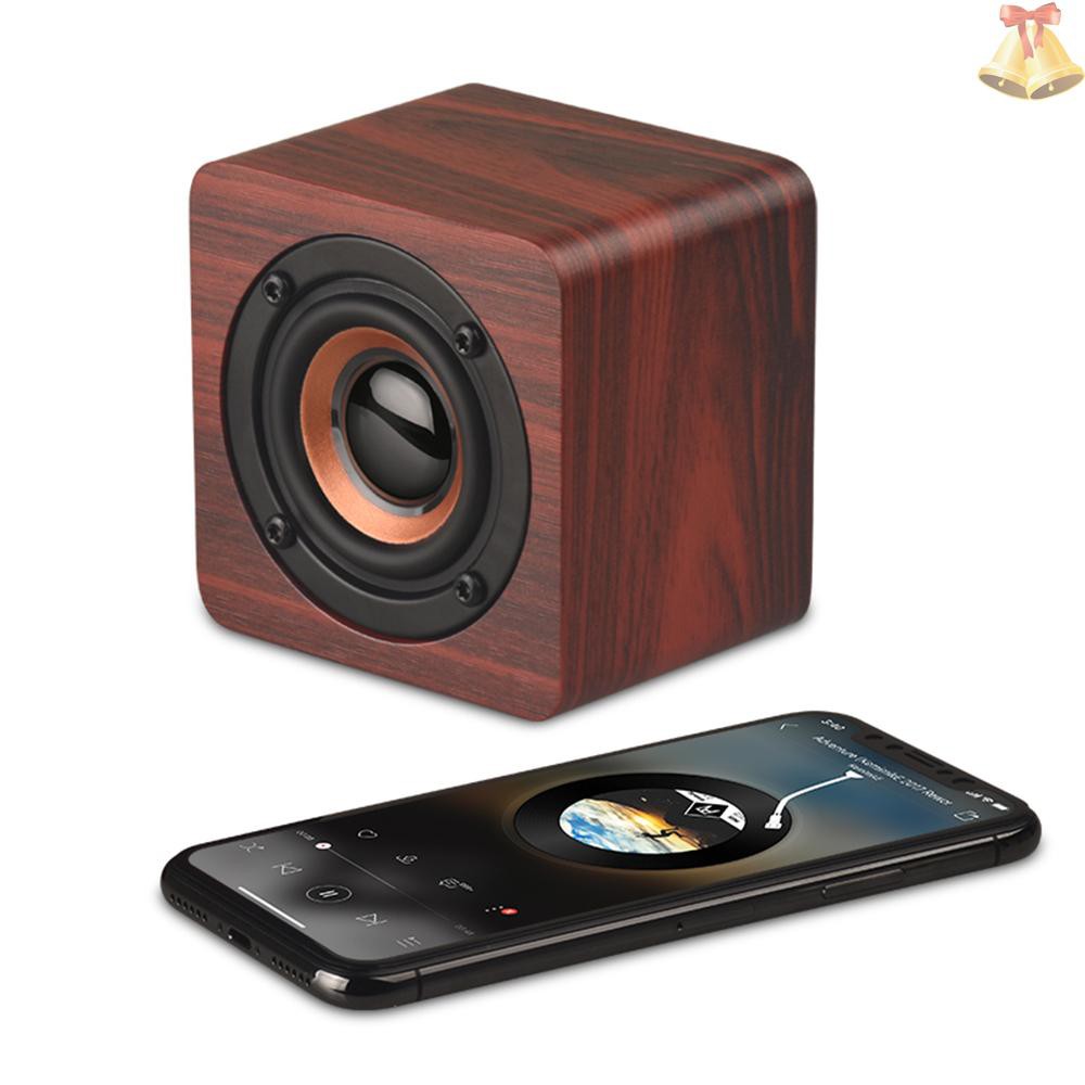 ONE Q1 Mini Wooden Bluetooth Speaker Portable Wireless Subwoofer Strong Bass Powerful Sound Box Music Magic Cube for Smartphone Tablet Laptop