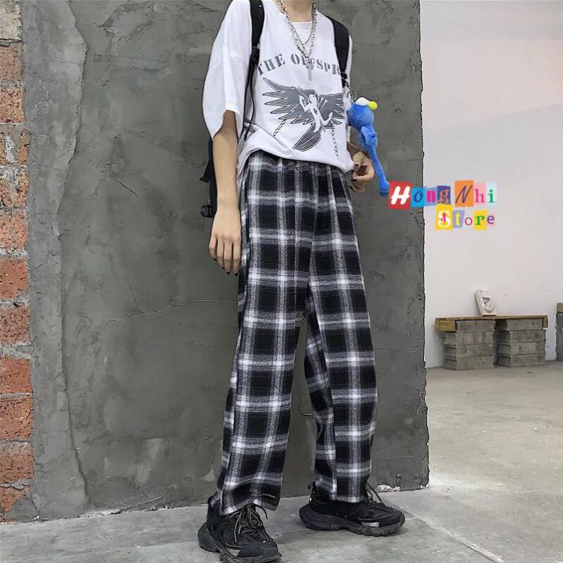 QUẦN SỌC CARO UNISEX QUẦN BAGGY CARO LƯNG THUN PLAID PANTS CAO CẤP - MM  ྇