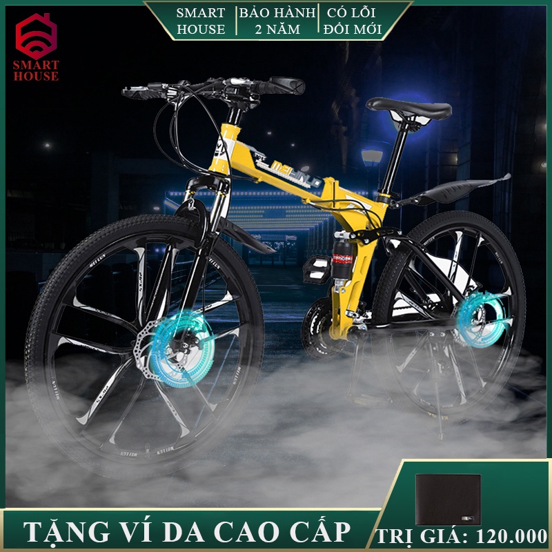 Xe đạp thể thao, địa hình MYNUO mâm bánh đúc có thể gấp gọn, khung thép siêu bền, phanh đĩa cơ học 7 cấp độ