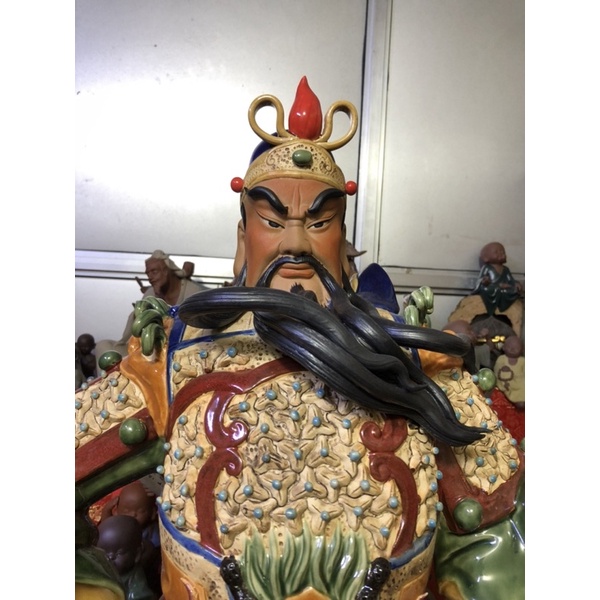 Tượng Quan công Dựng đao cỡ lớn gốm phật sơn- Tượng Quan Thánh Đế Quân