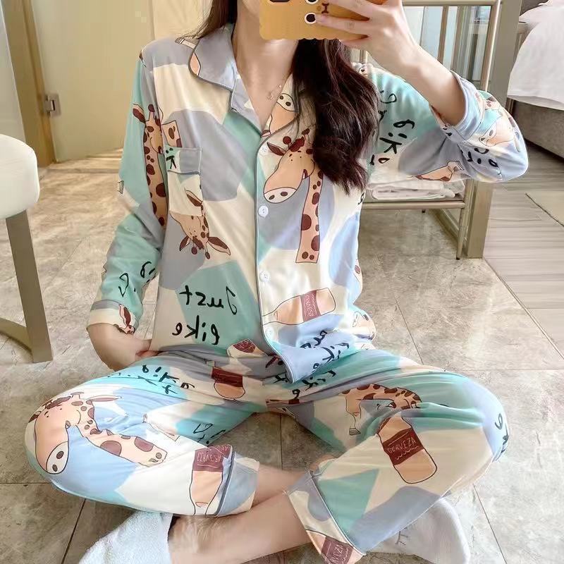 Đồ bộ pijama tay dài quần dài chất thun sữa mềm mịn