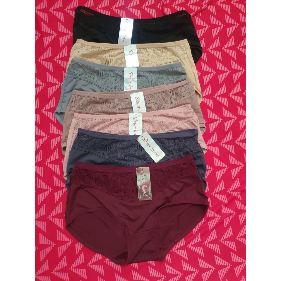 Quần Lót Thái Sister hood Phối Ren Siêu Bền Free Size từ: 50-60kg, Nhập Khẩu, lưng cao, ôm trọn body, hông đầy đặn, chất