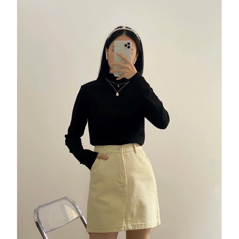 Áo cổ lọ basic[ hàng quảng châu  -ảnh thật shop chụp] Chất liệu dày dặn giặt không bai ,không xù. | BigBuy360 - bigbuy360.vn