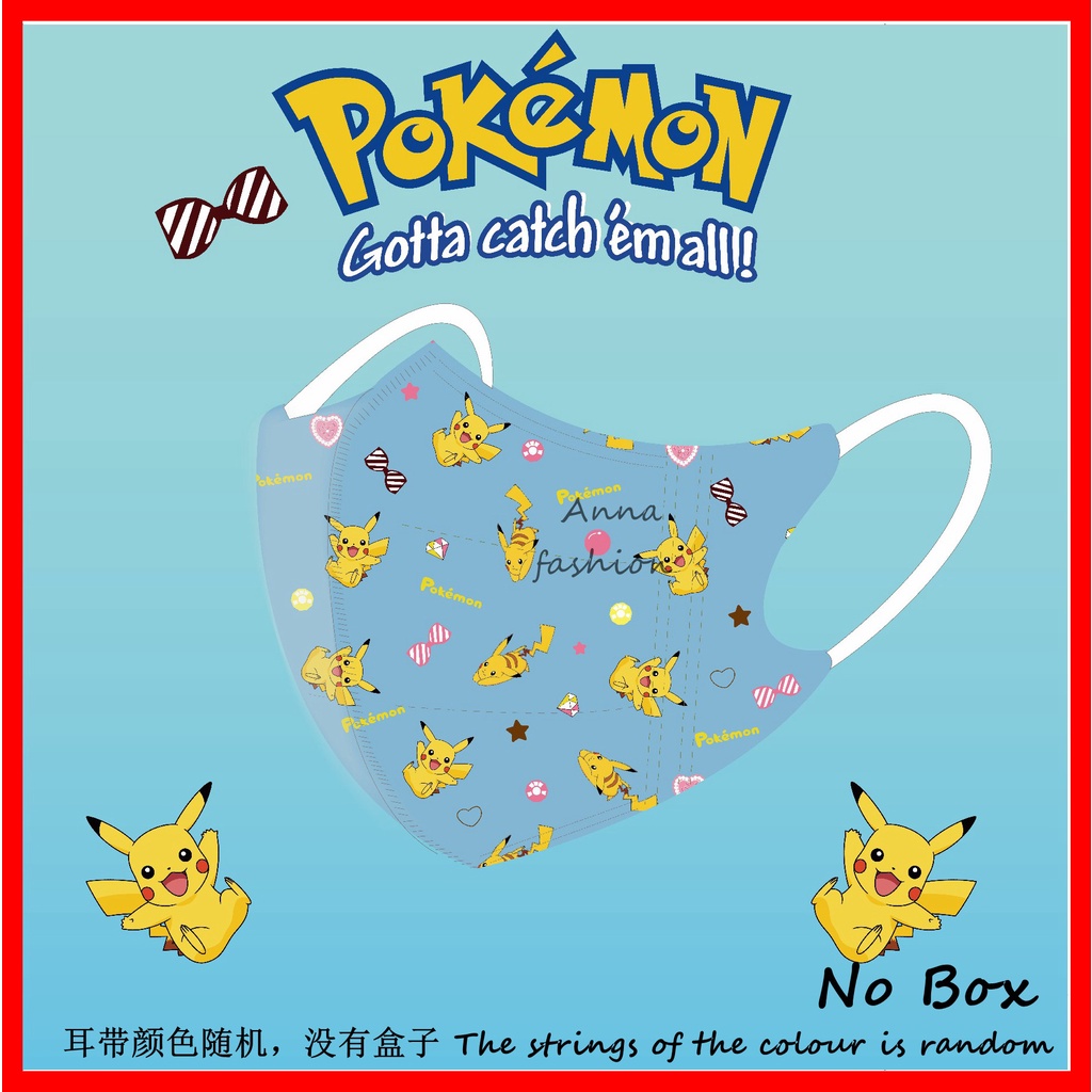 Khẩu Trang 3D Pok Mom / Pikachu 000 Dùng Một Lần Dành Cho Người Lớn / Trẻ Em