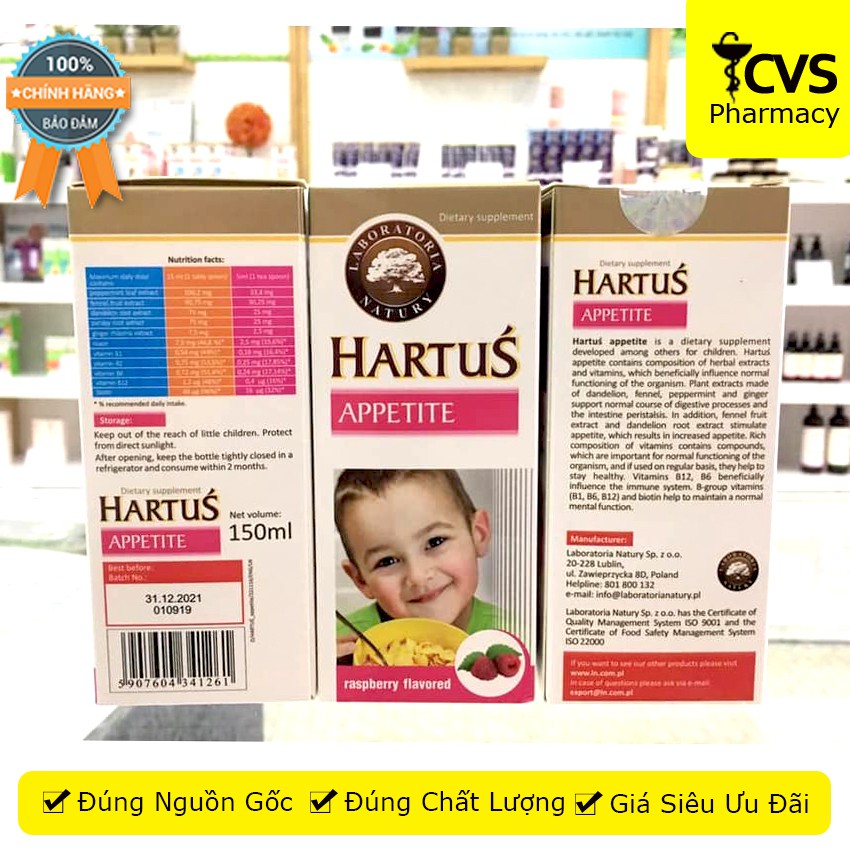 Siro Hartus Appetite 150ml - Cải thiện chứng biếng ăn của trẻ - cvspharmacy