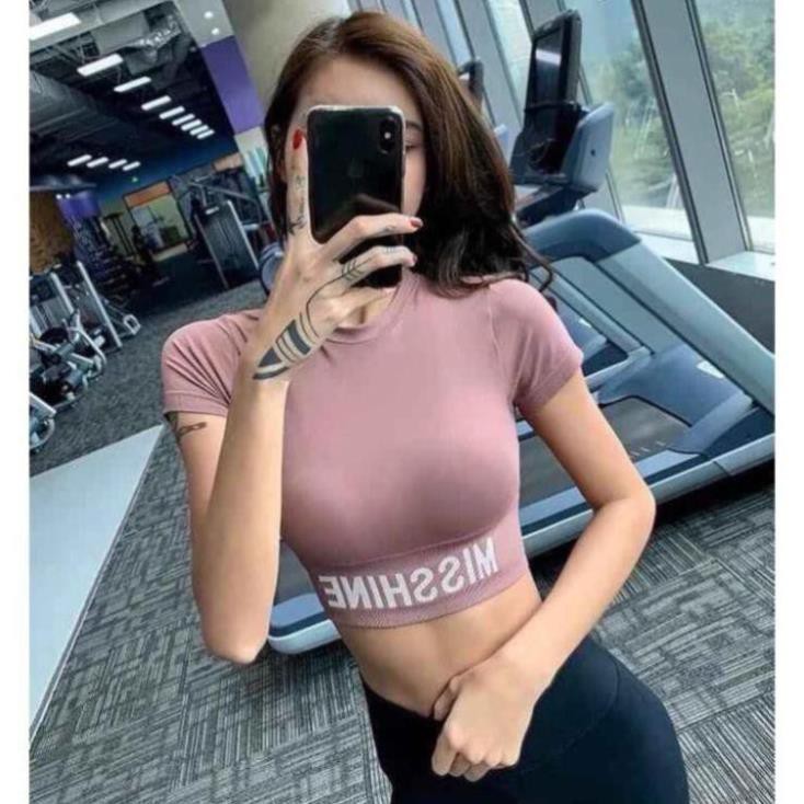 [EMMA] Áo Tập Gym Nữ Thể Thao [CROPTOP] Dệt Chữ Misshine [ĐỒ TẬP]