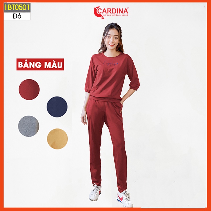 Bộ thu đông nữ CARDINA chất cotton Nhật cao cấp kiểu dáng thể thao tôn vóc dáng 1BT05