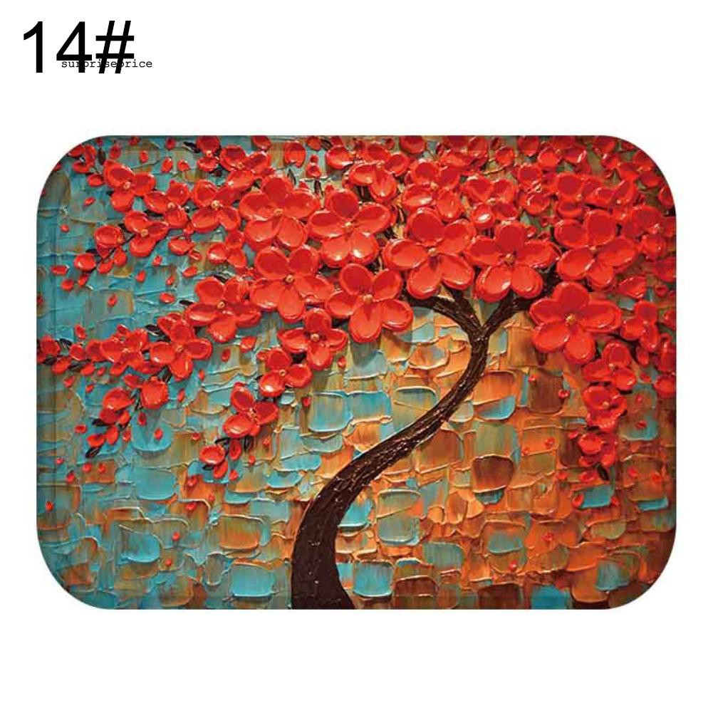 Thảm chùi chân chống trượt họa tiết tranh vẽ sơn dầu trang nhã 40 X 60cm