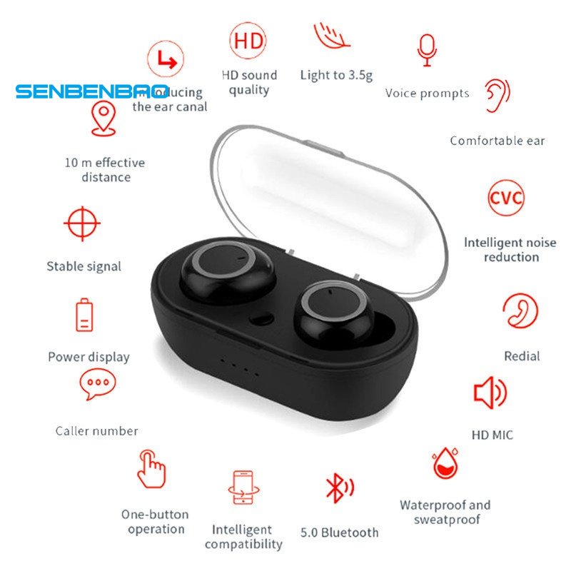 Tai Nghe Bluetooth Nhét Tai Y50 Tws Bluetooth Không Dây Âm Thanh Stereo 9D Chống Nước Có Mic Màn Hình Led