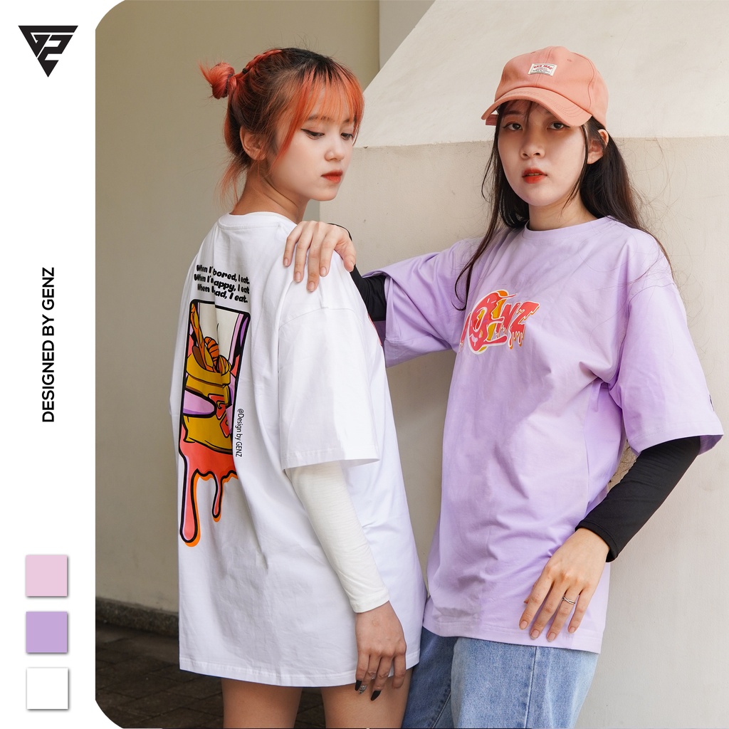 Áo thun tay lỡ GENZ phông Unisex nam nữ Premium Cotton oversize form rộng Eat Everything