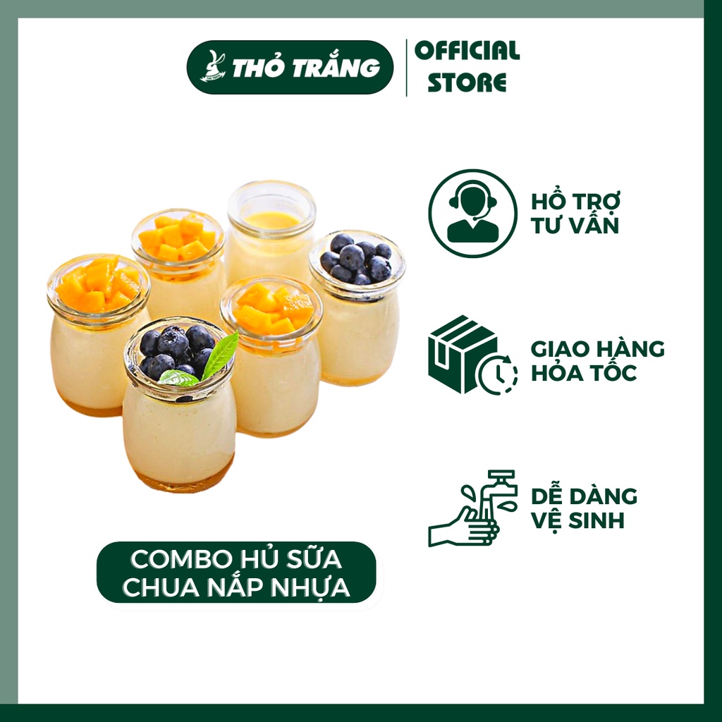 Combo Hũ Thuỷ Tinh Sữa Chua Yaourt Nắp Nhựa (100ml 200ml) Hàng Loại 1