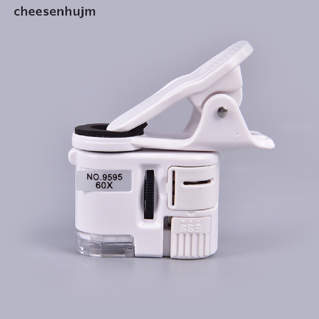 Kính hiển vi phóng đại 60x mini có đèn led uv và kẹp gắn điện thoại di động
