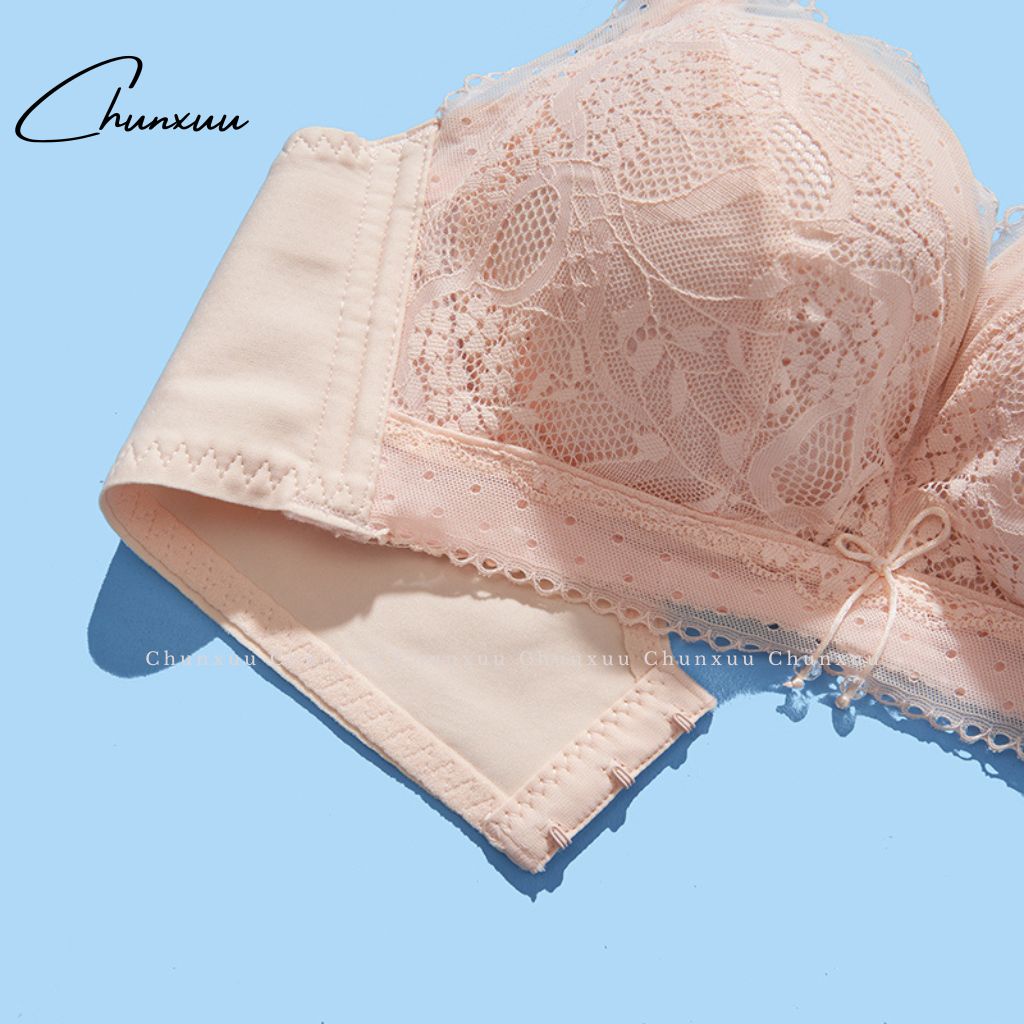 Áo lót ren nữ đính nơ điệu đà CHUNXUU, thiết kế không gọng đệm dày vừa nâng đẩy ngực - AV38