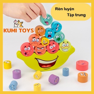 Trò chơi cân bằng khối gỗ cảm xúc cho bé rèn luyện khéo léo Kumi toys