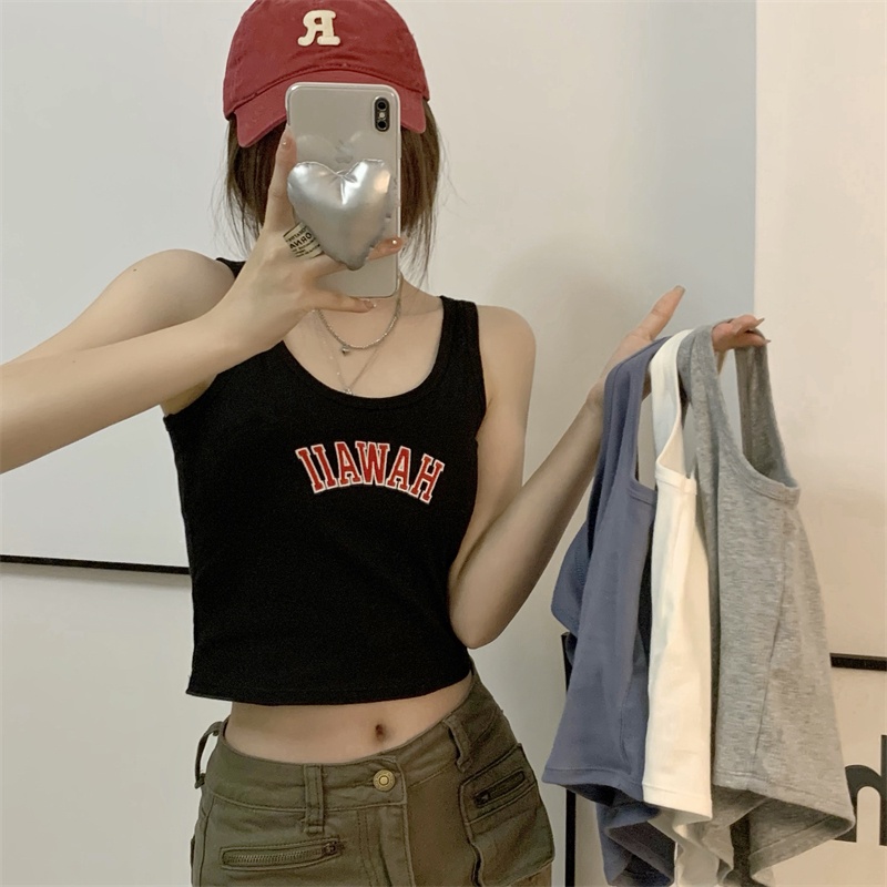 Áo Ba Lỗ Thể Thao Có Đệm Ngực Thêu Chữ Thời Trang Mùa Hè Cho Nữ