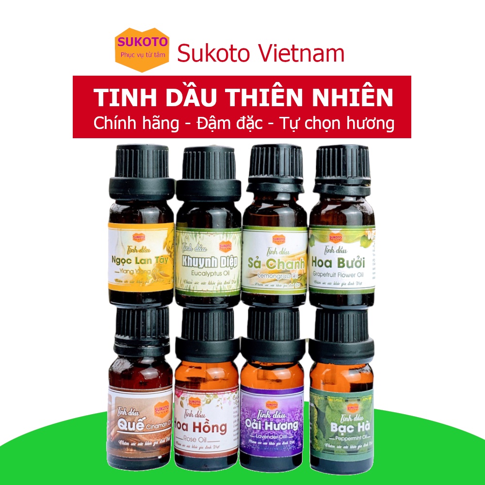 Tinh dầu thiên nhiên SUKOTO - Bưởi, Quế, Sả Chanh -Thơm phòng, đuổi muỗi, treo xe ô tô