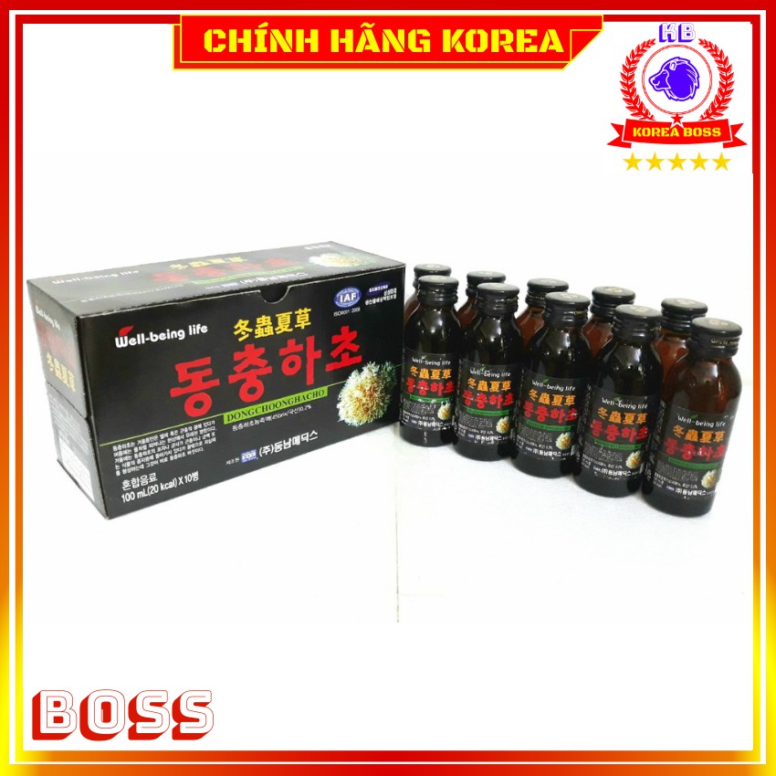 Nước đông trùng hạ thảo hàn quốc, Đông trùng hạ thảo hộp 10 chai, Korea Boss