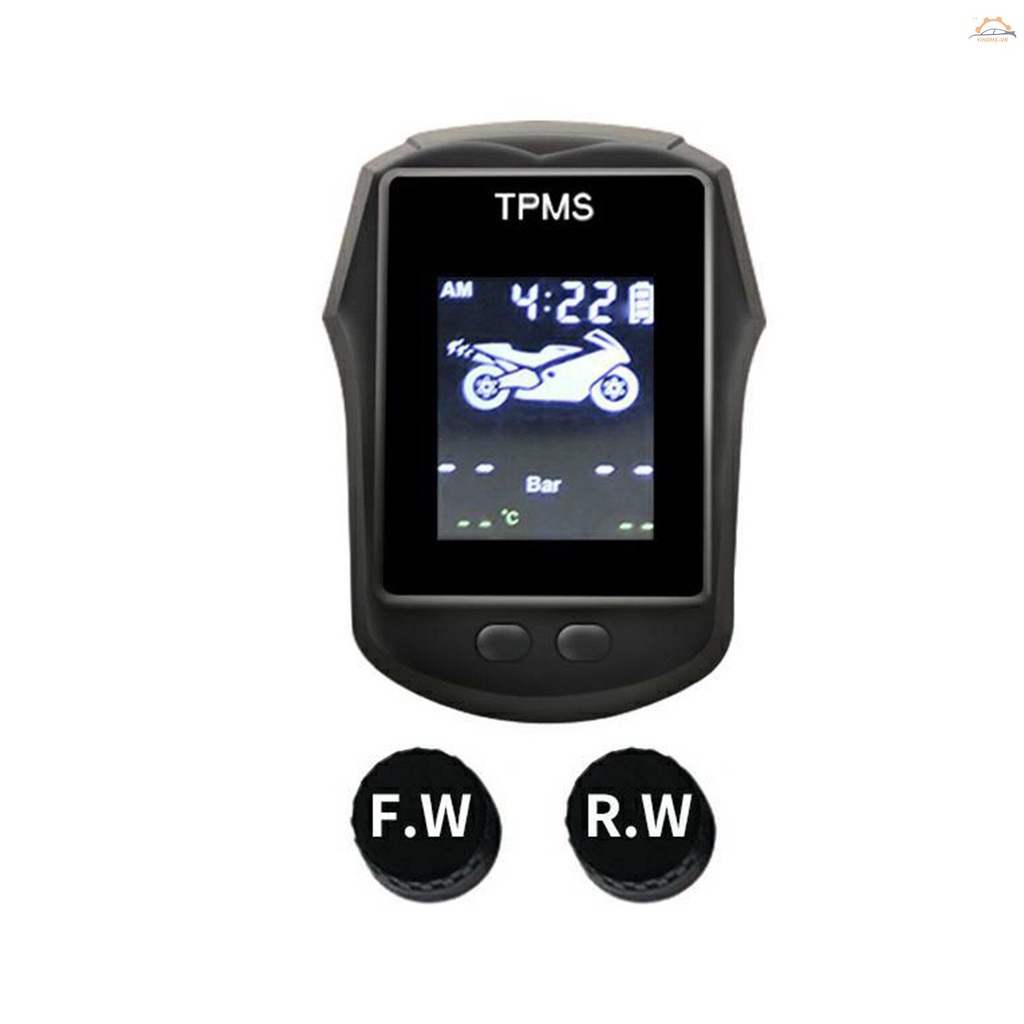 Hệ thống giám sát áp suất bánh xe máy không dây TPMS màn hình LCD sạc USB độ chính xác cao
