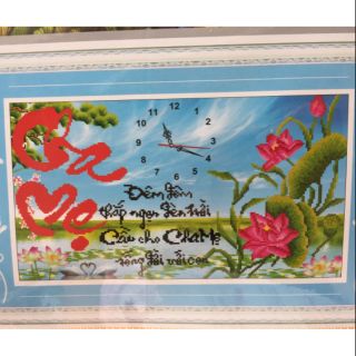 Tranh thêu 3d đồng hồ cha mẹ 8367