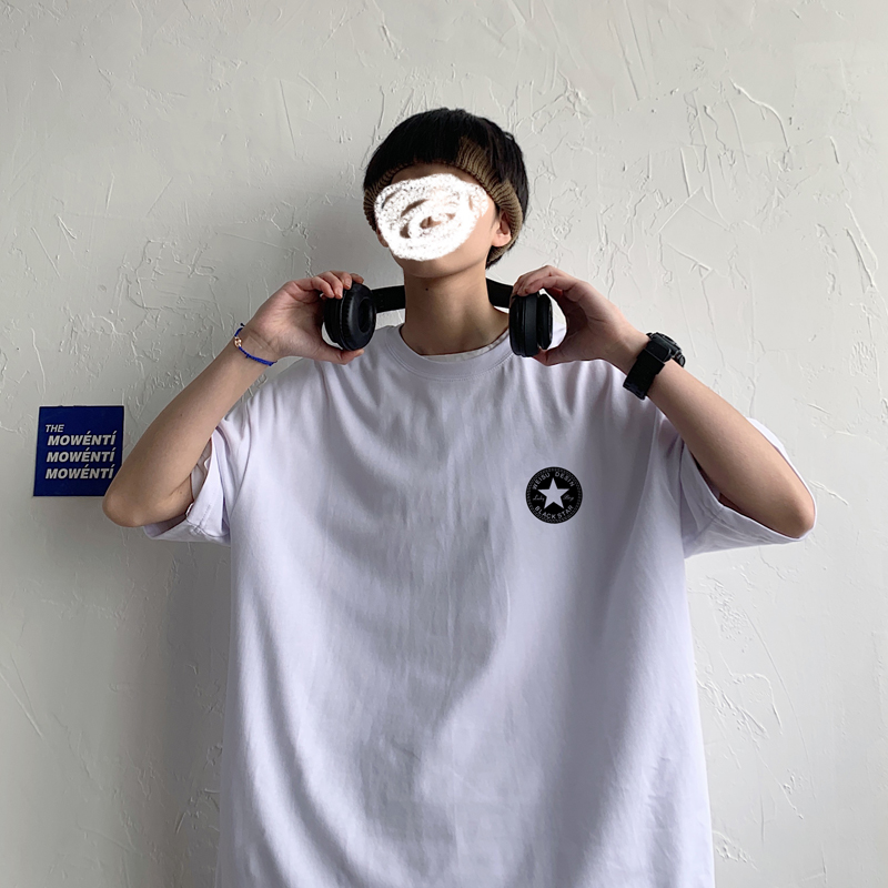 Áo thun cotton tay ngắn cổ tròn kiểu rộng phong cách Hồng Kông IFNICEFUTURE | BigBuy360 - bigbuy360.vn