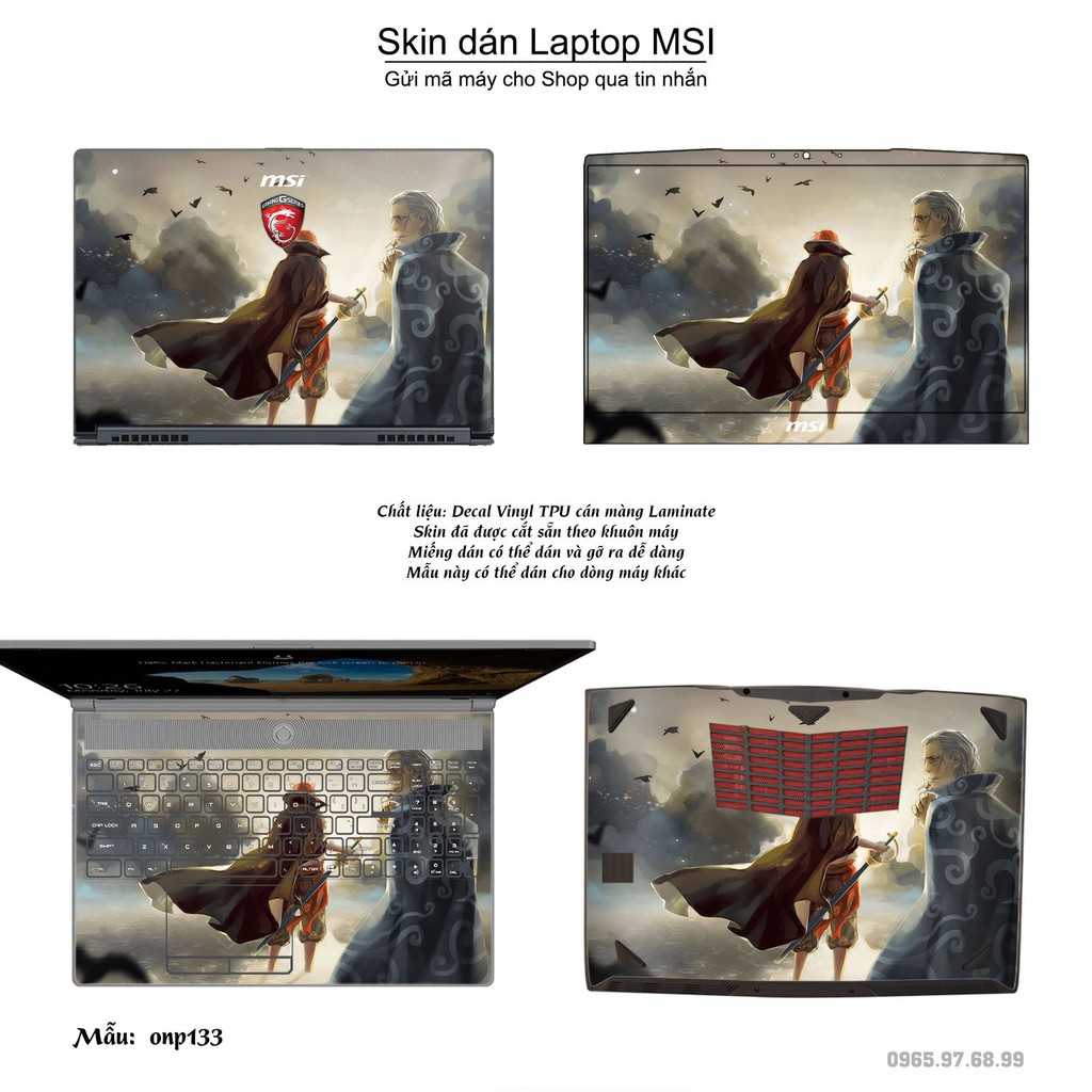 Skin dán Laptop MSI in hình One Piece nhiều mẫu 15 (inbox mã máy cho Shop)