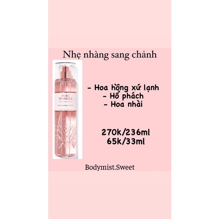 BODYMIST XỊT THƠM TOÀN THÂN CHIẾT 33ml PURE WONDER