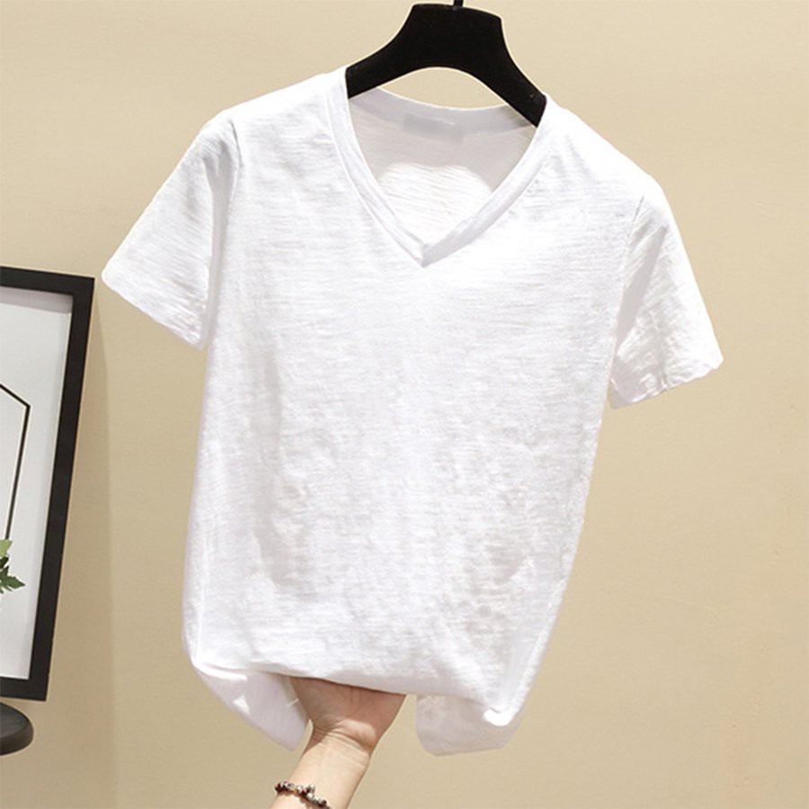 Áo thun xược cotton nữ cổ tim