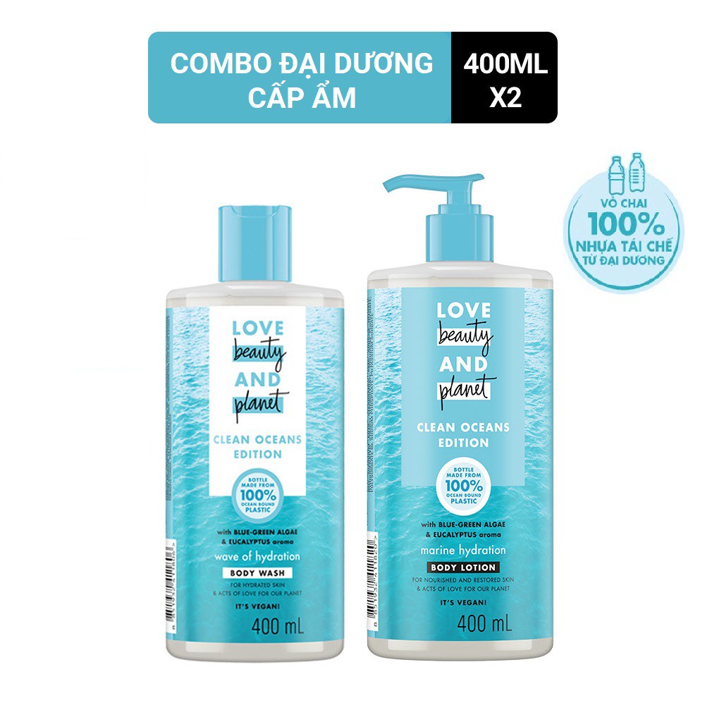 Combo Love Beauty And Planet Đại dương cấp ẩm sữa tắm và sữa dưỡng thể 400ml/chai