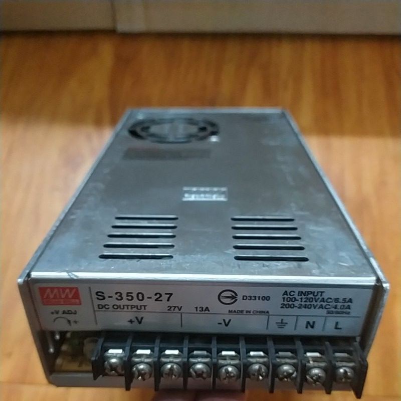 Nguồn Meanwell 27V-13A ~ 24V-14.5A, chỉnh vol từ 24.5V-30V. Hàng cũ tháo máy.