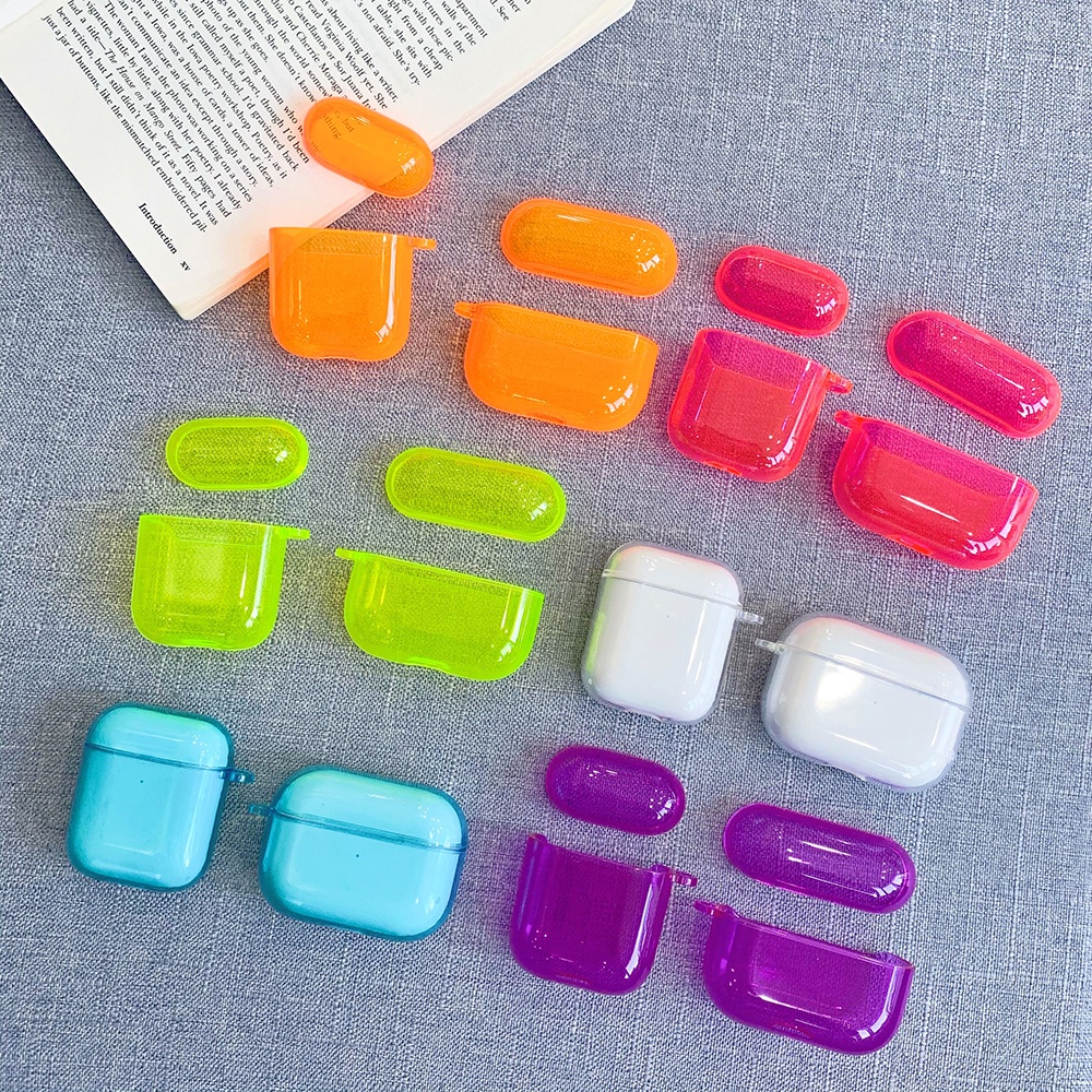 Vỏ Bảo Vệ Hộp Sạc Tai Nghe Airpods 3 Pro 2 1 Không Dây Bằng TPU Mềm Màu Dạ Quang