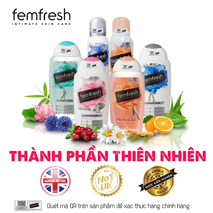 Dung dịch vệ sinh phụ nữ Femfresh Anh Quốc  250ml - Hàng chính hãng