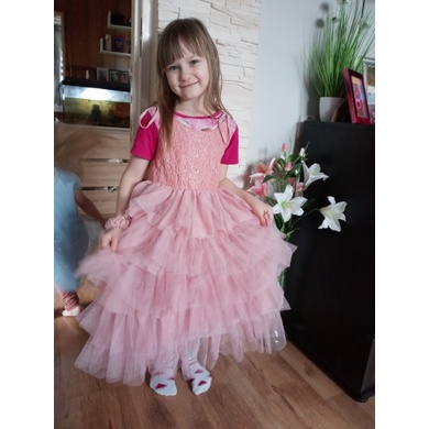 Đầm công chúa hai dây phối ren phong cách vintage xinh xắn cho bé gái