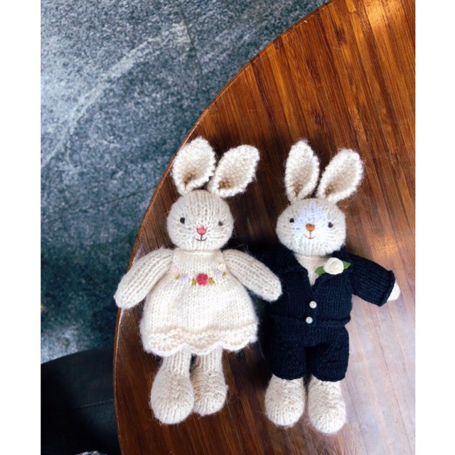 Đôi Thỏ đan tay amigurumi Cô Dâu-Chú Rể Bride, Gloom (giá một đôi)