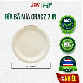 50 đĩa bã mía Gracz Thái Lan 7in, đĩa dùng 1 lần phân hủy sinh học 100% cứng cáp hơn đĩa giấy không cán màng nhựa P011