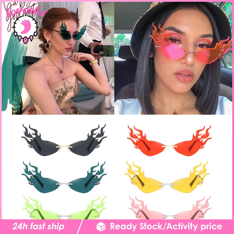 [Lovoski] Kính Mát Hình Ngọn Lửa Phong Cách Punk Cho Bữa Tiệc Đường Phố Màu Đen