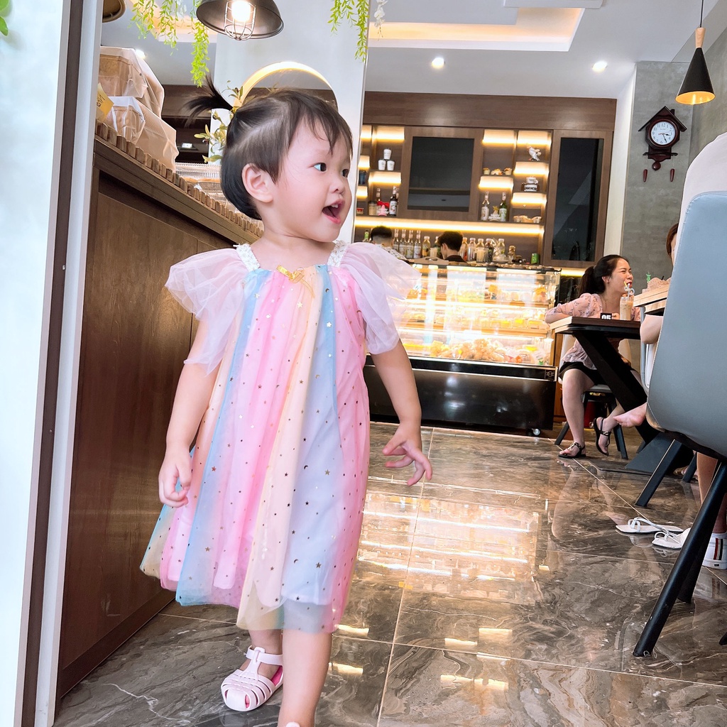 Váy Bé Gái, Đầm Bé Gái Dáng Công Chúa 2 Lớp Cho Bé Từ 1-6 tuổi Hapykids V017