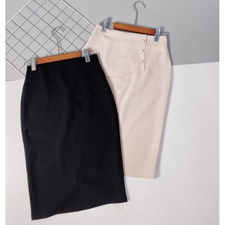 Chân váy bút chì 3 cúc bọc