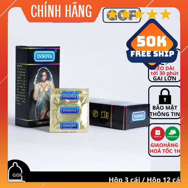 Bao cao su gai lớn Innova đen kéo dài thời gian chống xuất tinh sớm Hộp 12 cái bcs Malaysia– GoF Store