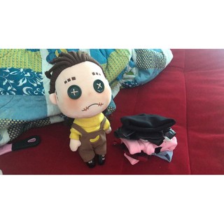 Set yếm chuối + áo cổ lọ + beanie cho doll 20cm