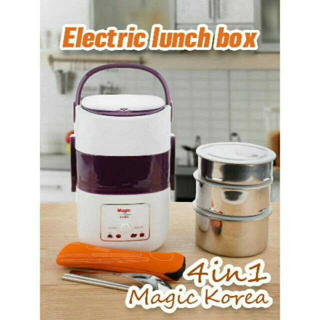 Hộp cơm hâm nóng 3 tầng Magic Korea A06 chính hãng [Tặng bộ đũa thìa và 2 hộp nước chấm] daykhangluc