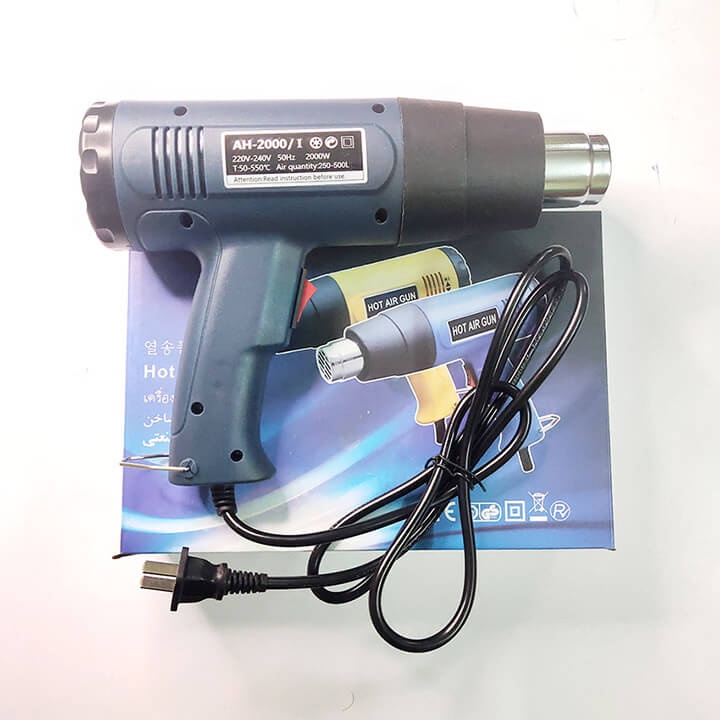 Máy khò hơi nóng 2000W HOT AIR GUN, khò nhiệt màng co bọc giỏ quà, dán decal, đóng seal điện thoại