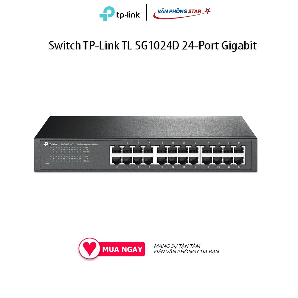 Switch TP-Link TL SG1024D 24-Port Gigabit 24 cổng 10/100/1000Mbps Hỗ trợ tự học địa chỉ MAC, tự động MDI/MDIX
