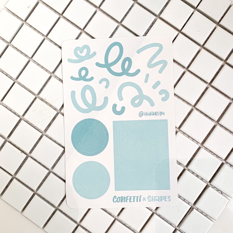 Set 7 Tấm Sticker Confetti - Khung Tròn / Vuông