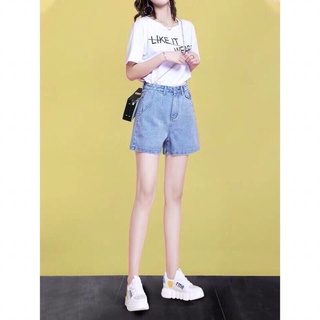 Quần ngố sooc bò jean nữ cạp cao hàng Quảng Châu phong cách Hàn Quốc sành điệu style