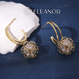 Bông tai nữ chuôi bạc 925 Eleanor Accessories viền cong kép phụ kiện trang sức thời trang sang chảnh lấp lánh
