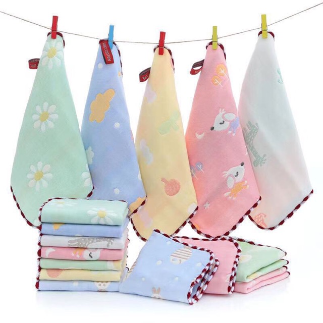 SÉT 5 KHĂN SỮA SỢI TRE CHO BÉ