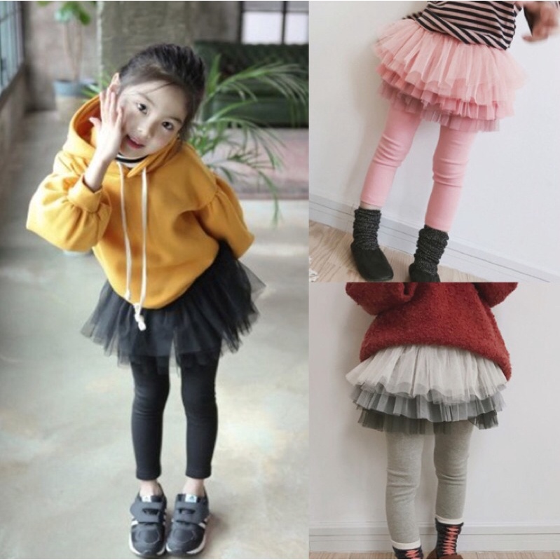 Quần legging liền váy tutu ren 6 tầng cho bé sz 90-140 QCCC