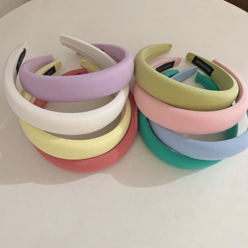 Băng Đô Bờm Vải Xốp To Bản Màu Pastel Phong Cách Hàn Quốc