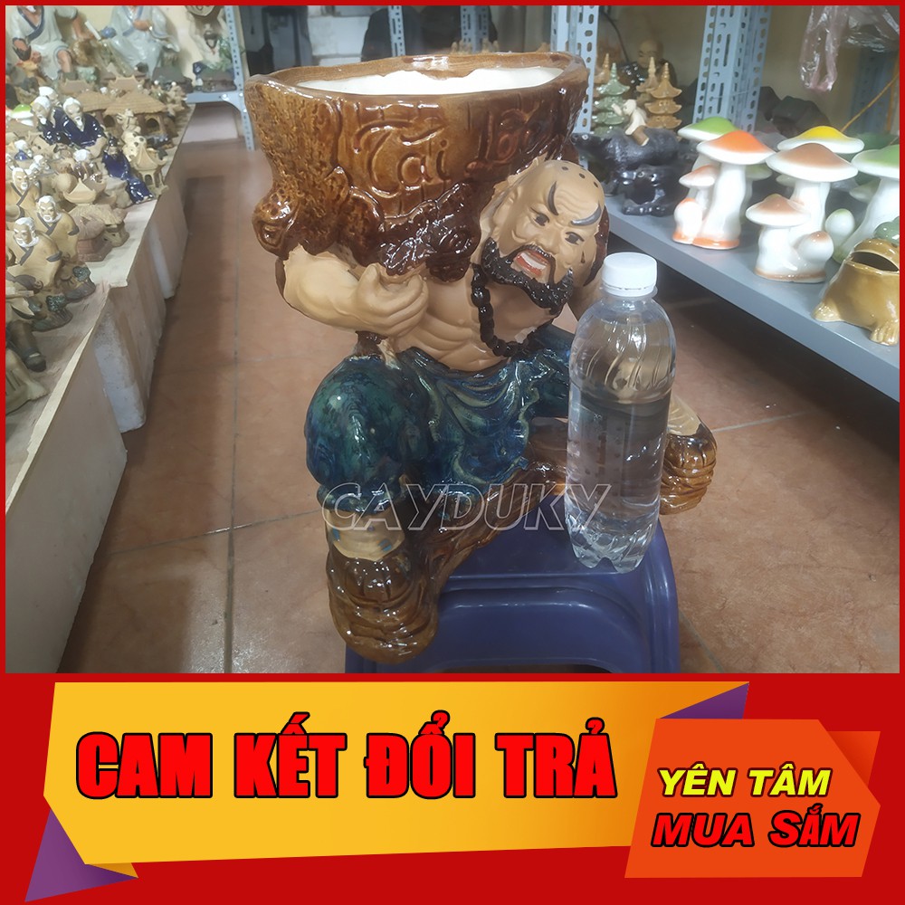 Mô Hình tiểu cảnh chậu tượng la hán vác chậu tiền tài lộc làm chậu trồng cây bonsai – Trang trí tết, trang trí năm mới